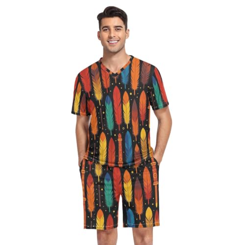 Camisa de pijama para hombre de manga corta retro a cuadros GuoChe