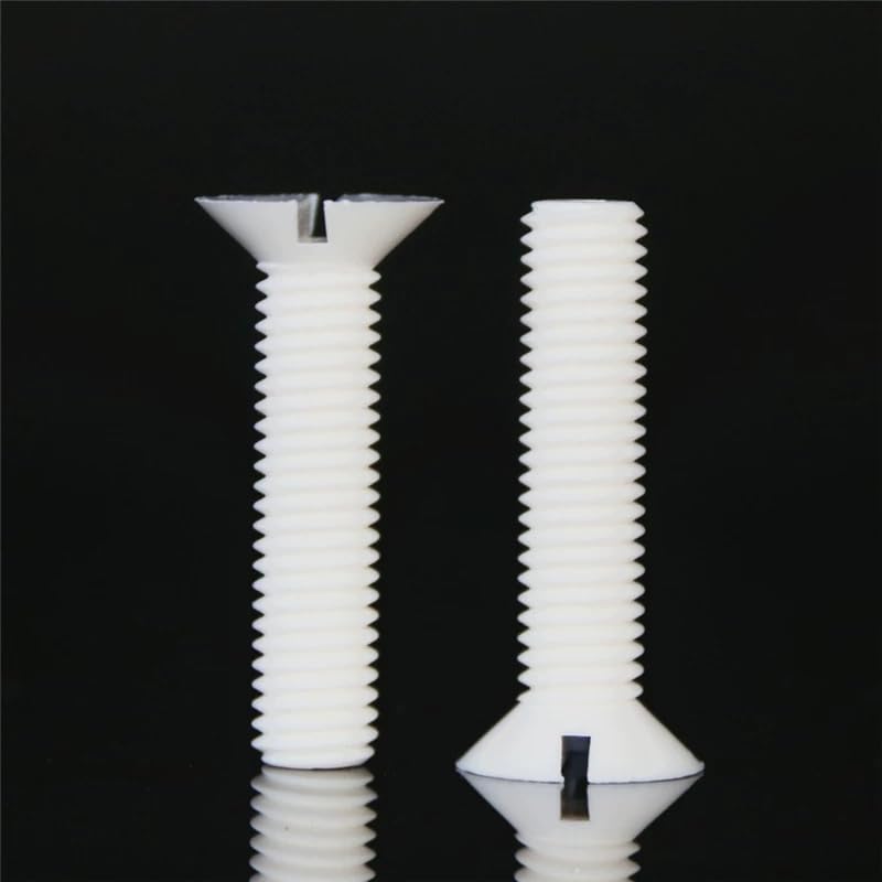 White Nylon Plastic Slotted Countersunk Flat Head Screws M2 M3 M4 M5 M6 M8 M10 (200,M8 x 1.25 x 25mm)