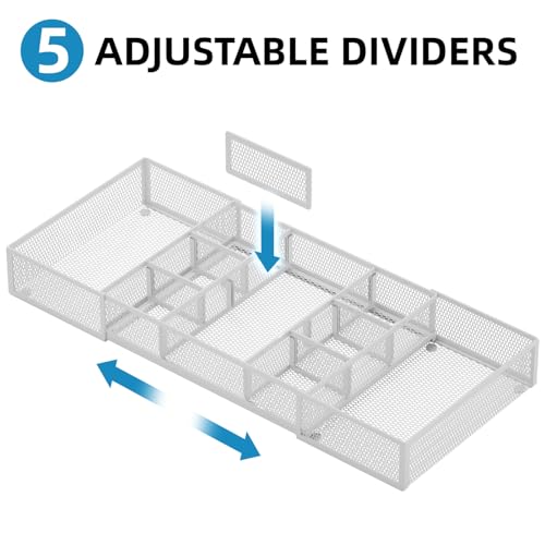 image for Marbrasse Expandable Desk Drawer Organizer, Mesh Drawer Organizer Tray