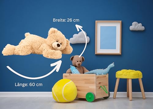 Lifestyle & More Teddybär Kuschelbär Schlafbär 60 cm lang Plüschbär Kuscheltier samtig weich