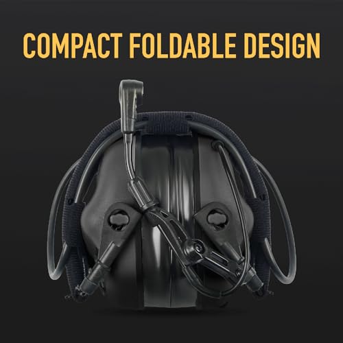 EARMOR M32 PLUS 2024 Version Tactical Headset Hunting & Shooting Earmuffs with Microphone, Sound Amplification, Nato TP120 Jacket, Black
