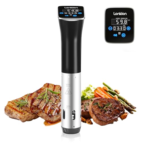 Sous Vide, Lonkion Sous Vide Cooker Machine, Temperature Control, 1100W IPX7 Immersion Circulator, Fast Heating, Home Kitchen Use, Easy to Store