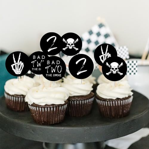 Décorations de gâteau rock 2 ans et cupcakes baby shower noir 24 pcs