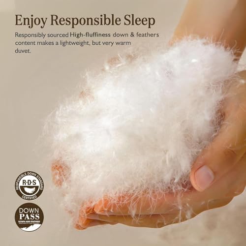 BPC Organic Feather Down Comforter California King, Hotel-Luxury Fluffy Duvet Insert with 100% Cotton Cover and Puffy Feather Down Filling for All-Season, Ivory White, 104x96 Inches by BPC - Image 4