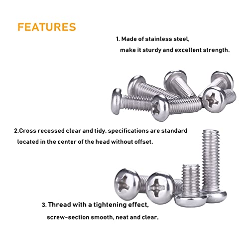 binifiMux 110pcs 10-32 Pan Phillips Screws Hex Nuts Flat Washers Assortment Kit, 1/4\" 5/16\" \"3/8\" \"5/8\" 1\", 304 Stainless Steel - Thumbnail 4