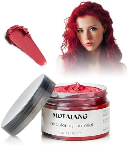 Red Temporary Hair Color Wax - SOVONCARE Washable Hair Dye for Men & Women, All-Day Hold Disposable Hair Styling Clays for Party, Cosplay & Daily 4.23 oz