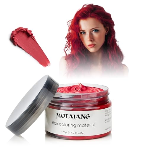 Red Temporary Hair Color Wax - SOVONCARE Washable Gray Hair Dye for Men & Women, All-Day Hold Disposable Hair Styling Clays for Party, Cosplay & Daily 4.23 oz