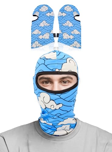 Anime Ski Mask With Design - Blue Black Balaclava Summer Winter Masks For Men Women, Face Cover Windproof Uv Protection, Sb #TOP12