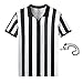 Shinestone Referee Shirts, Men's Basketball Football Soccer Sports Referee Umpire Shirt Referee Shirt Jersey Costume Short Sleeves, Perfect for Outdoor Sports(Zipper-Neck,Medium)