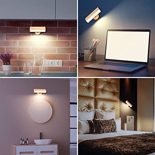 YiLaie LED Wandleuchte Innen,Wandlampe Kabellos Dimmbar,Touch Control einstellbare Helligkeit,360°drehbar,für LED Akku Wandleuchte Schlafzimmer Wohnzimmer mit Schalter Leselampe