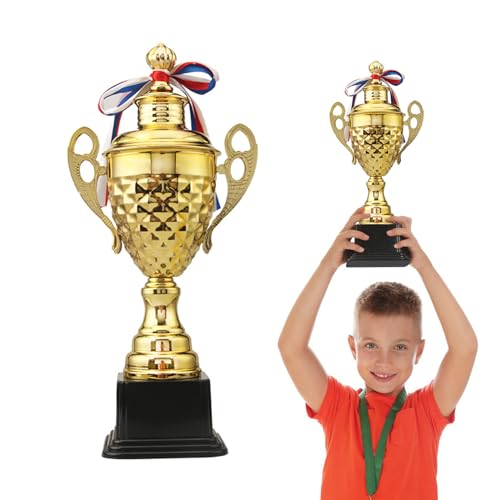 JurciCat Trophée doré 37cm Grand Trophee pour Tournois Sportifs Compétitions Cérémonies et Fêtes