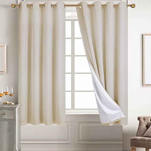Diraysid 100% Blackout Curtains Light Beige Linen Curtains for Bedroom