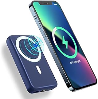 Magnetic Wireless Power Bank 10000mAh, AOGUERBE Wireless Fast Charging 15W Portable Charger Battery Pack, PD 20W & QC 22.5W USB C for iPhone 12/13 Pro, iPhone 12/13 Pro Max