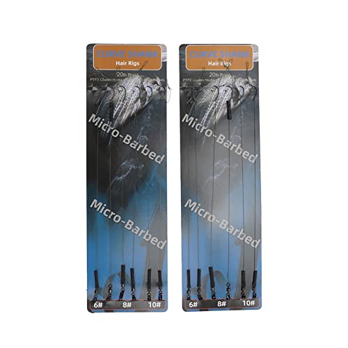 2Pack Carp Hair Rigs Kit PTFE Coating Boilies Rig Carp Line Leader Freshwater Saltwater Fishing (There are Thorns)