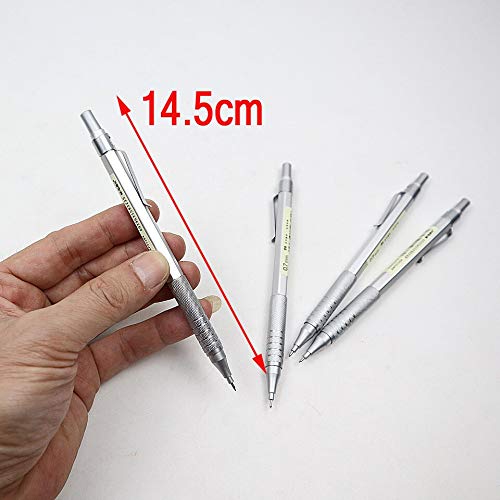 2er-Pack Druckbleistifte aus Vollmetall, 0,5 mm, für professionelles Malen und Schreiben, Schulbedarf, inklusive 2 Nachfüllminen (2 Stück)