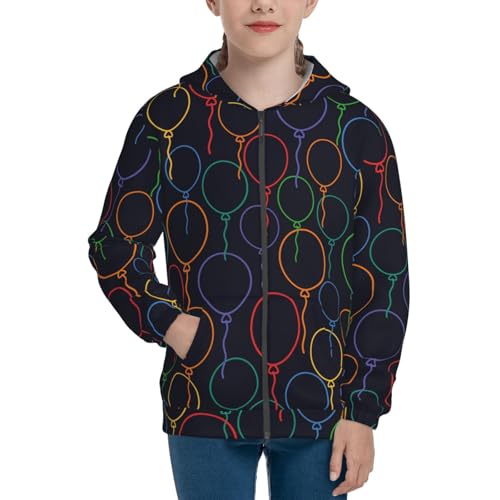 Colorful Balloons Kid Hoodies Boys Zip Up Sweatshirts Girls Pullover with Pocket3