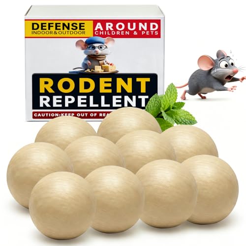 Upgraded Large Mouse Repellent Ball, High-Purity Peppermint Oil Rodent Repellent, Long-Lasting Moth Balls for Outdoor Use, Mice Deterrent for Indoor Use for House, Garage, Garden - 10 Balls