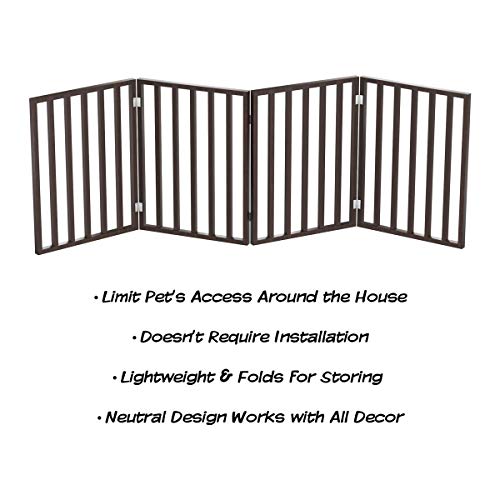 Pet Gate – Dog Gate For Doorways, Stairs Or House – Freestanding, Folding, Accordion Style, Wooden Indoor Dog Fence By Petmaker (4 Panel, Brown), 72X24 Inch (Pack Of 1), 4 Panel #TOP2