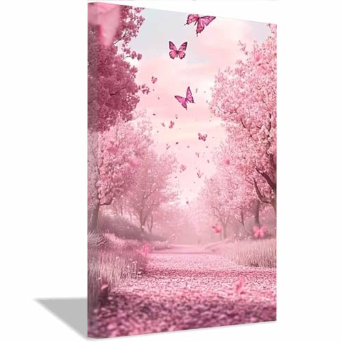 Impression sur toile intissée haut de gamme cerisier rose TERUEA 40x60