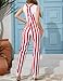 Bindefon Overalls for Women Fashion Jumpsuits Striped Pants Printed Bibs Coveralls White Elephant Gifts(Red and White Striped,M)