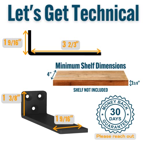 Evald Minimalistic Floating Shelf Brackets | 4-Inch Carbon Steel Hidden Shelf Brackets For Wall Decor | Supports Small Shelf, Kitchen Shelf, Nursery Shelf, And Other Floating Wall Shelves & Home Decor #TOP2