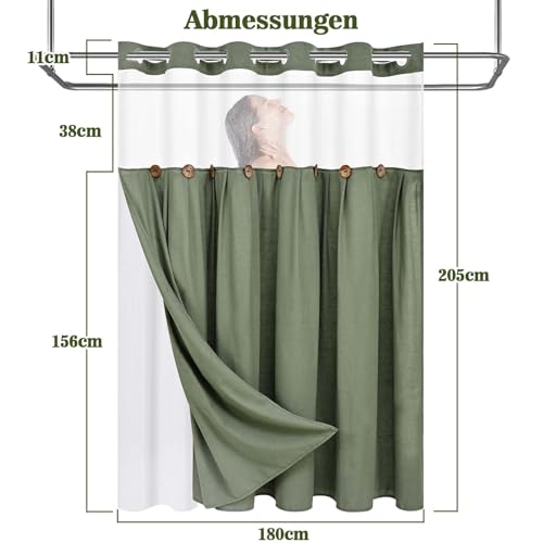 Rideau de douche double couche Alishomtll textile lesté de qualité