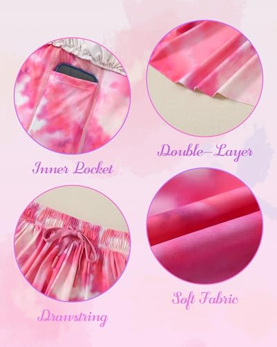 Kids Shorts with Pocket 2 in 1 Spandex Butterfly Shorts Running Dance Skorts for Girls Tie Dye Pink Girl Short Size 8 9