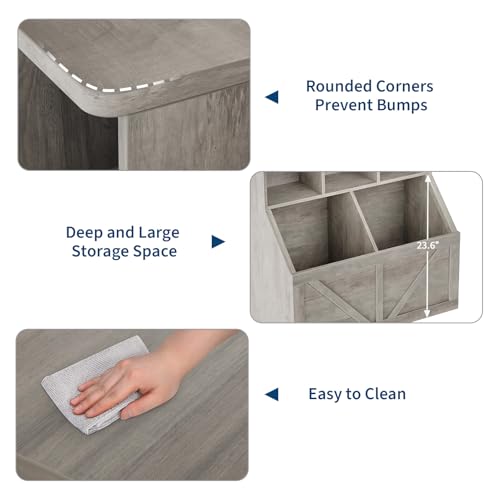 GarveeHome Kids Toy Storage Organizer, Kids Bookshelf and Toy Storage, Toddlers Bookshelf Toy Organizer for Kids Rooms Playroom Bedroom Nursery Daycare, Washed Grey