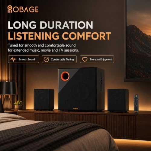 Image of OBAGE Zylo-6 2.1 Home Theatre Speaker System | 100W Output | HDMI ARC, Bluetooth 6.0, FM, AUX | Digital Bass, Mid & Treble Control | Clear & Balanced Sound for TV, Music & Movies