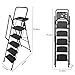 5 Step Foldable Steel Step Stool with Detachable Tool Tray, Wide Non Slip Pedals & Handrails for Indoor Outdoor Use