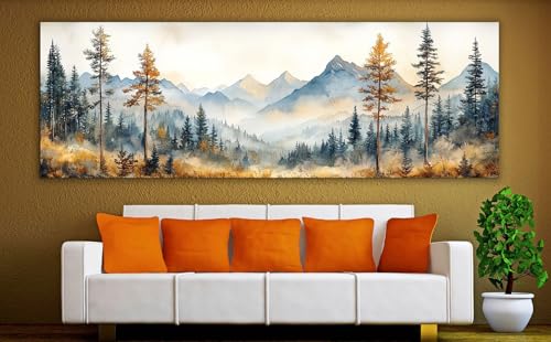 Forêt de pins aquarelle pour habiller un mur vide avec élégance