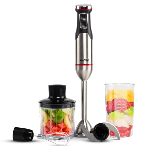 AGARO Royal Hand Blender & Chopper, 1500W Copper Motor, 2 Va...