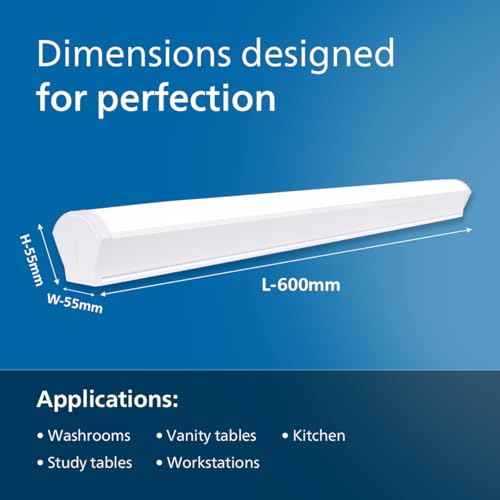 Image of Philips 1.6ft 20W Compact Mirror Light | CrownGlow Decorative Modern Tubelight for Home | Cool Day Light, Pack of 1
