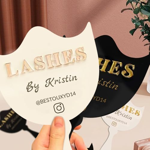 OPLOJUEAEW Personalized Lash Mirror Custom Eyelash Photo Prop Personalised Acrylic Handheld Lash Mirror with Name Gift for Beauty Girls Technician (Color016)