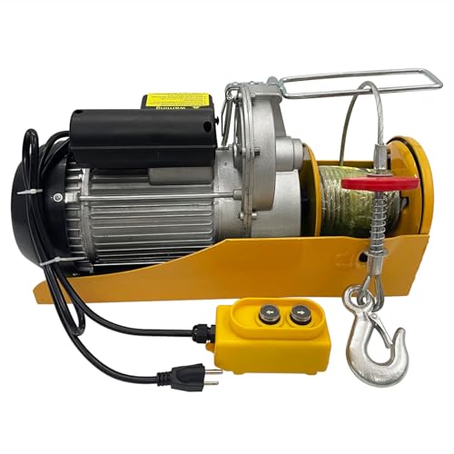 LGXEnzhuo Electric Hoist 2000 LB Crane Hoist 1800W Winch Wire Rope Hoist Heavy Lifting Machine Elevator Lift Winch with Wire Rope and Mount Plate 220V