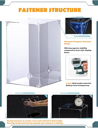 Image of Acrylic Display Case, Mirrored Back and Base, UV Protected, Front Door with Magnetic Buckle, Display Box, Dustproof Showcase for Figures, Collections, Models, Toys (6x6x10 inch, 15x15x25 cm)
