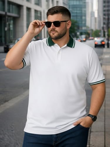 Image of Veirdo Men's Classic Fit Plus Size Polo T-Shirt, Half Sleeve, Stylish Cotton Tee, Formal & Casual Wear, Comfortable & Durable (3XL-5XL)