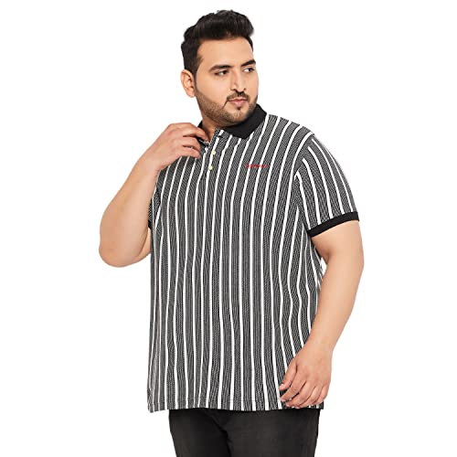 Bigbanana Plus Size Men's Regular Fit Striped Polo Tshirt