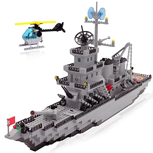 Military Battleship Building Toy, 27.5 in Super Large Size. Toys for 6 - 14 Year Old Boys, Battleship Game, Battleship Toy.Battleship Building Blocks.(910 Pieces)