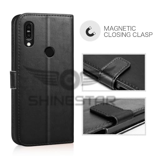 Image of SHINESTAR Asus Zenfone Max Pro M1 Flip Back Cover | PU Leather Flip Cover Wallet Case with TPU Silicone Case Back Cover for Asus Zenfone Max Pro M1 - Classy Black