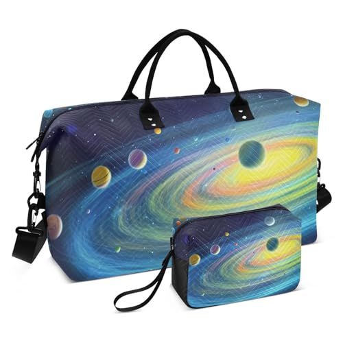 Kigai Colorful Solar System Duffle Bag Versatile Travel Duffel for Men and Women, Carry On for Weekend or Overnight Stay