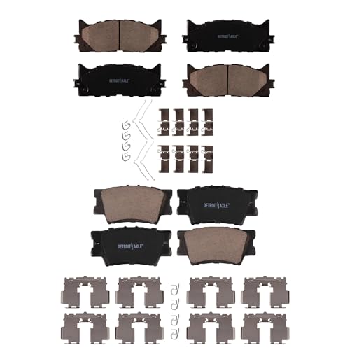 Image of Detroit Axle - Brake Pads for Toyota Camry Avalon Lexus ES350 ES300h, 4pc Front & Rear Ceramic Brake Pads Set Replacement
