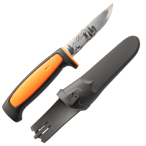 WPW Jagdmesser mit Berglandschaft Gravur 91mm