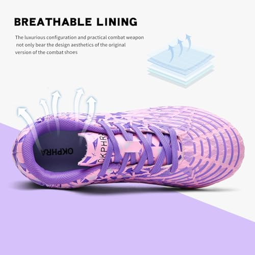 Kids Soccer Cleats Boys Girls Trainning Football Shoes for Little/Big Kid Outdoor Indoor Firm Ground Athletic Turf Lace up3