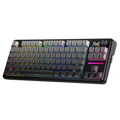 Redragon K743 PRO GB 80% Gasket RGB Gaming Keyboard w/Hype 1.14’’ TFT Screen & Knob, 84 Keys Mechanical Keyboard, 5-Layer Noise Dampening, Hot-Swap South-Facing RGB Socket, Gradient PBT Keyc