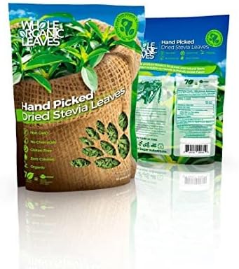 Whole Dried STEVIA Leaves, Green Stevia Leaf 3oz. (85.23 Grams.) 100% Natural from South America. Hand Picked.