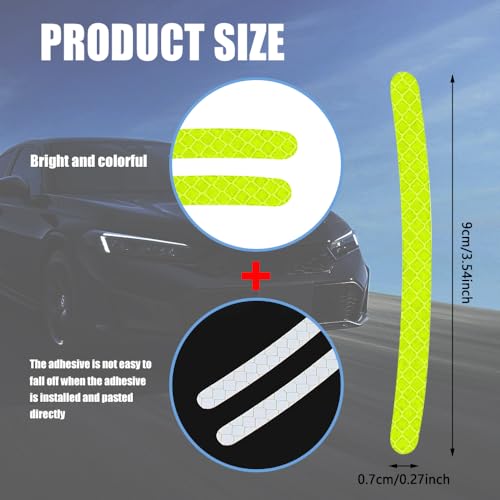 Image of 20PCS Reflective Car Wheel Decorative Stripe Stickers, Car Wheel Decals, Night Safety Warning Car Stickers, Anti-Scratch Reflective Rim Stickers Universal for Cars Motorcycles (Green)