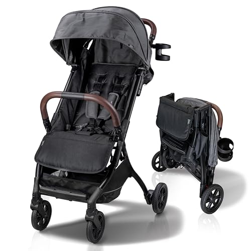 Lightweight Baby & Toddler Stroller, Ultra Compact, Airplane-Friendly Travel Stroller, One-Handed Fold, Near Flat Recline, X-L Canopy & Parent Cup Holder -LinQ (v2 Shadow Grey)