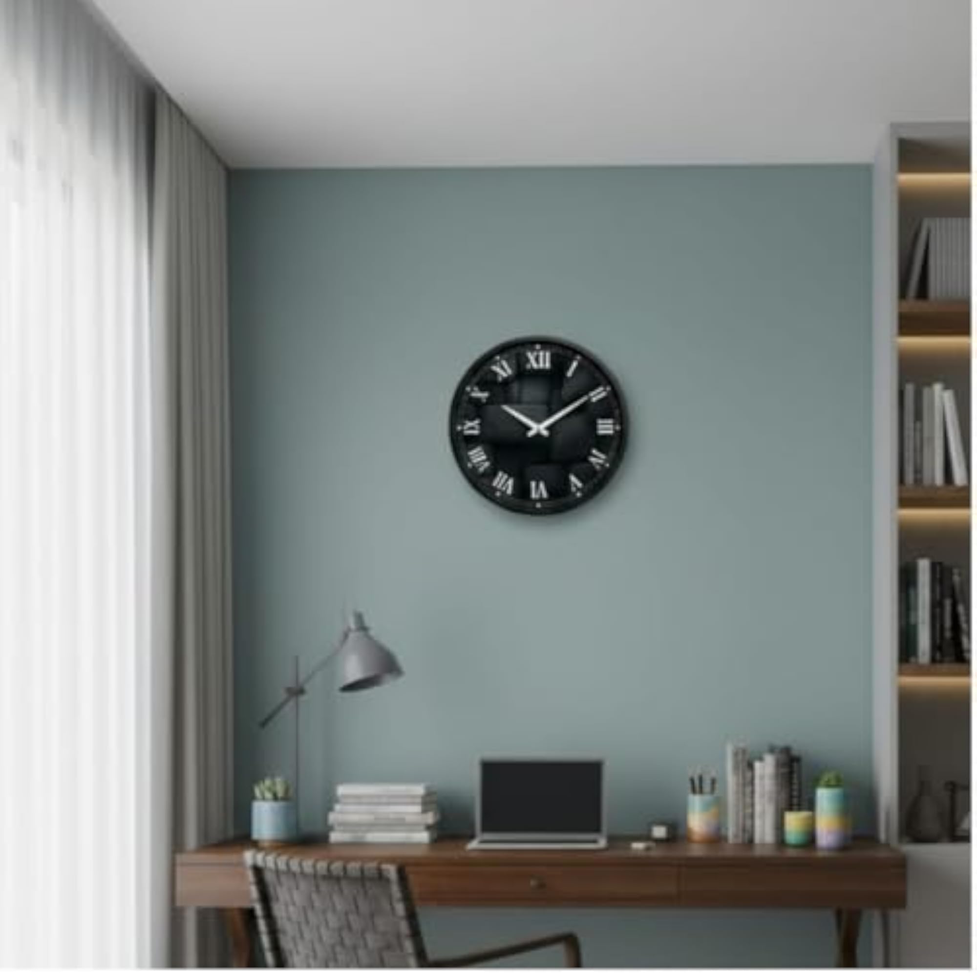 Black Stone Texture Wall Clock, 10 Inch Analog