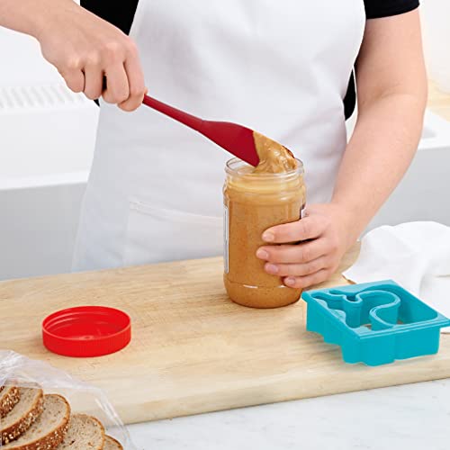 Tovolo Flex-Core All-Silicone Long-Handled Jar Scraper Spatula, Angled Turner Head, Kitchen Tool With Flat Back & Curved Front For Scooping & Scraping, Cayenne #TOP3